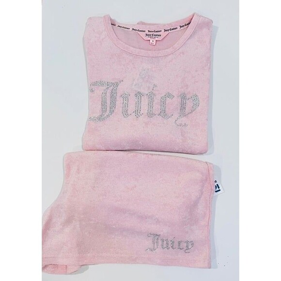 Juicy Couture Plus Sz Y2K vibes Terry Cloth Sz 1X 2 Pc Short Set NWT Lola Pink - Picture 2 of 3